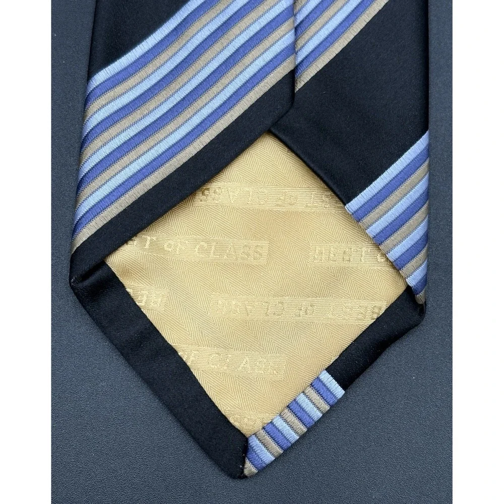 ROBERT TALBOTT Men's Tie LONG 100% Silk Best of Class STRIPED Black Purple Gold